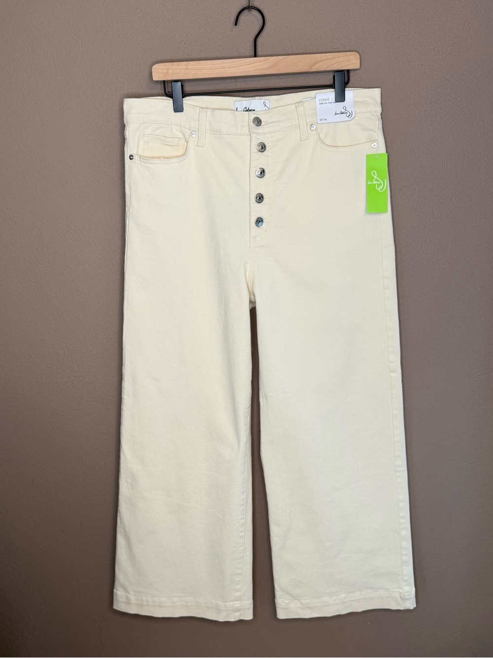 Sam Edelman Cream 5 Button High Rise Wide Leg Ankle Codie Jeans Women’s Size 14